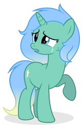 Size: 3513x5434 | Tagged: safe, artist:limedreaming, oc, oc only, oc:lily pond, species:pony, species:unicorn, crying, female, freckles, mare, sad, simple background, solo, transparent background, vector