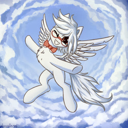 Size: 2000x2000 | Tagged: safe, artist:adagiostring, artist:inowiseei, species:pegasus, species:pony, cloud, cute, high res, looking at you, solo, trade