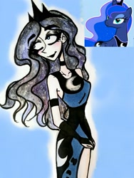 Size: 1924x2552 | Tagged: safe, artist:citi, edit, edited screencap, screencap, character:princess luna, species:human, female, humanized, screencap reference, solo, traditional art