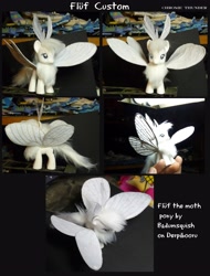 Size: 1946x2555 | Tagged: safe, artist:lonewolf3878, oc, oc:flūf, species:mothpony, antennae, chest fluff, custom, female, fluffy, insect, irl, monster pony, moth, neck fluff, original species, photo, toy, wings