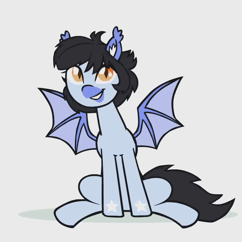 Size: 800x800 | Tagged: safe, artist:whateverbender, edit, part of a set, oc, oc only, oc:mitzy, species:bat pony, species:pony, animated, bat pony oc, commission, cute, ear tufts, female, frame by frame, gif, loop, mare, simple background, smiling, solo, white background