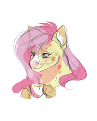 Size: 1200x1500 | Tagged: safe, artist:uunicornicc, character:fluttershy, species:pony, bust, colored sketch, female, portrait, solo