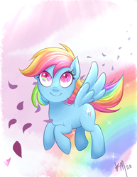 Size: 1500x1941 | Tagged: safe, artist:emberfan11, character:rainbow dash, species:pegasus, species:pony, backwards cutie mark, cloud, cute, female, flying, mare, rainbow, sky, solo