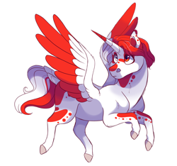 Size: 1600x1500 | Tagged: safe, artist:uunicornicc, oc, species:alicorn, species:pony, female, mare, simple background, solo, two toned wings, white background, wings