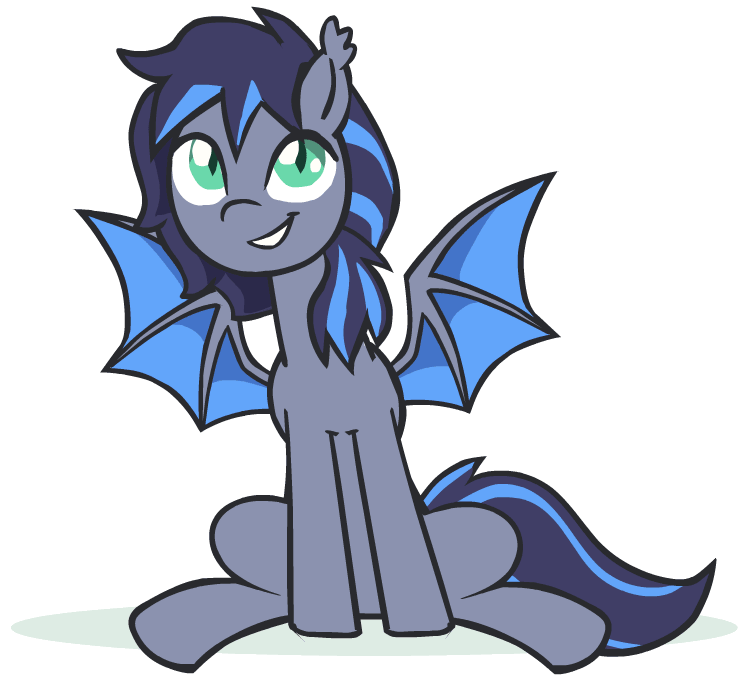 Size: 742x679 | Tagged: safe, artist:whateverbender, edit, part of a set, oc, oc only, oc:midnight aegis, species:bat pony, species:pony, animated, cropped, cute, explicit source, frame by frame, gif, loop, male, perfect loop, simple background, smiling, solo, stallion, transparent background, ych result