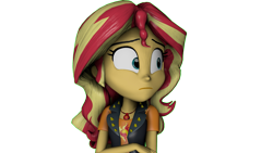 Size: 4195x2360 | Tagged: safe, artist:fazbearsparkle, character:sunset shimmer, g4, my little pony: equestria girls, my little pony:equestria girls, 3d, doubt, female, simple background, solo, source filmmaker, transparent background