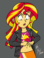 Size: 1668x2224 | Tagged: safe, artist:mayorlight, character:sunset shimmer, my little pony:equestria girls, belly button, clothing, midriff, narrowed eyes, open mouth, shirt, shirt lift