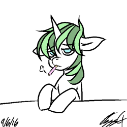 Size: 512x512 | Tagged: safe, artist:ozzyg, oc, oc:tabloid, species:pony, species:unicorn, cigarette, looking at you, smoking, solo