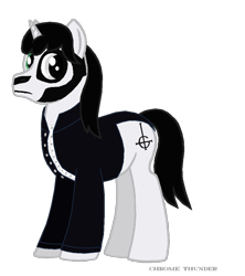 Size: 1500x1692 | Tagged: safe, artist:lonewolf3878, oc, oc only, species:pony, species:unicorn, clothing, face paint, ghost (band), jacket, male, papa emeritus iii, ponified, simple background, solo, transparent background