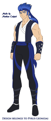 Size: 1241x2930 | Tagged: safe, artist:pyrus-leonidas, part of a set, character:flash sentry, species:human, series:mortal kombat:defenders of equestria, bracer, clothing, cosplay, costume, crossover, humanized, liu kang, looking at you, male, man, mortal kombat, pants, part of a series, simple background, solo, transparent background, video game crossover