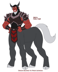 Size: 2660x3259 | Tagged: safe, artist:pyrus-leonidas, part of a set, character:lord tirek, species:centaur, species:human, series:mortal kombat:defenders of equestria, abs, armor, belt, bracer, cloven hooves, colored hooves, crossover, grin, horn, horned humanization, humanized, male, mortal kombat, nose piercing, nose ring, piercing, shoulder pads, simple background, smiling, solo, transparent background