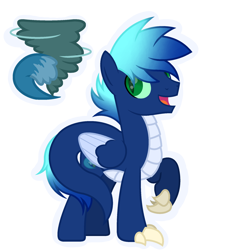 Size: 1800x2000 | Tagged: safe, artist:ponkus, base used, oc, oc only, species:dragon, species:pegasus, species:pony, fallout equestria, claws, cutie mark, green eyes, happy, hybrid, long tail, male, pony dragon hybrid, scales, simple background, slit eyes, smiling, solo, stallion, transparent background, two toned wings, wings