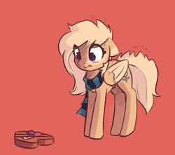 Size: 2170x1914 | Tagged: safe, artist:freeedon, oc, oc only, oc:mirta whoowlms, species:pegasus, species:pony, box of chocolates, simple background, solo