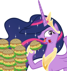 Size: 800x849 | Tagged: safe, artist:atariboy2600, character:twilight sparkle, character:twilight sparkle (alicorn), species:alicorn, species:pony, episode:the last problem, g4, my little pony: friendship is magic, burger, eating, food, hay burger, herbivore, princess twilight 2.0, twilight burgkle