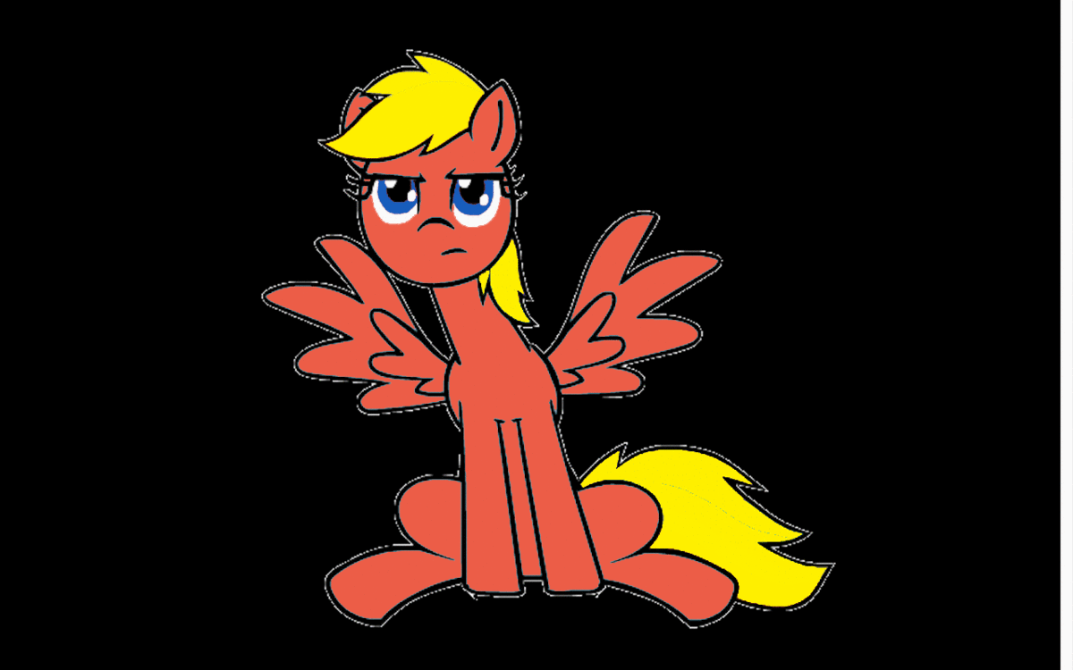 Size: 1200x750 | Tagged: safe, artist:whateverbender, base used, edit, editor:whistle blossom, oc, oc:whistle blossom, species:pegasus, species:pony, angry, animated, black background, blinking, cute, female, filly, foal, frame by frame, frown, gif, looking at you, madorable, recolor, simple background, sitting, solo, teenager, unamused, whistlebetes