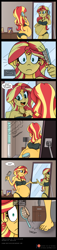 Size: 2292x10038 | Tagged: safe, artist:niban-destikim, artist:pacificside18, character:flash sentry, character:sunset shimmer, comic:inner thoughts, ship:flashimmer, my little pony:equestria girls, bedroom, belly, belly button, big belly, big mistake, brush, clothing, comic, comic page, confused, dresser, dropping, female, frame, frightened, geode, geode of empathy, hairbrush, jewelry, lamp, looking back, looking over shoulder, magical geodes, male, mirror, necklace, nightstand, picture frame, preggo shimmer, pregnant, prologue, shipping, shower, smiling, startled, straight, sunset preggers, wide eyes