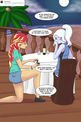 Size: 1000x1500 | Tagged: safe, artist:deltalima, character:sunset shimmer, character:trixie, comic:dickhead shimmer 2, ship:suntrix, my little pony:equestria girls, beach, blushing, comic, crying, dialogue, female, lesbian, marriage proposal, shipping