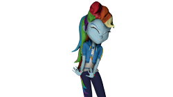 Size: 4195x2360 | Tagged: safe, artist:fazbearsparkle, character:rainbow dash, g4, my little pony: equestria girls, my little pony:equestria girls, 3d, eyes closed, nervous, remake, simple background, source filmmaker, transparent background