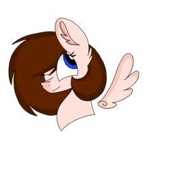 Size: 1378x1378 | Tagged: safe, artist:circuspaparazzi5678, oc, oc:breanna, ponysona, species:pegasus, species:pony, blue eyes, brown mane, bust, floating wings, pegasus oc, portrait, shading, simple background, smiling, solo, transparent background, wings