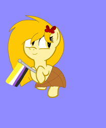 Size: 2500x3000 | Tagged: safe, artist:circuspaparazzi5678, base used, oc, oc:exotic butters, species:earth pony, species:pony, base:sugarsong14, bow, nonbinary, nonbinary pride flag, pride, pride flag, solo