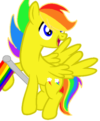 Size: 437x529 | Tagged: safe, artist:circuspaparazzi5678, base used, oc, oc:electro thunderflash, species:pegasus, species:pony, gay, gay pride flag, male, multicolored hair, pride, pride flag, pride month, rainbow hair, requested art, solo