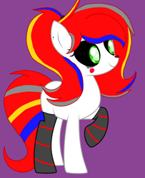 Size: 2346x2888 | Tagged: safe, artist:circuspaparazzi5678, base used, oc, oc:scraps, species:earth pony, species:pony, blind, clothing, clown makeup, ear piercing, earring, jewelry, piercing, socks, solo, striped socks