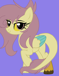 Size: 1896x2418 | Tagged: safe, artist:circuspaparazzi5678, base used, oc, oc:kristina hooves, parent:discord, parent:fluttershy, species:pegasus, species:pony, deer leg, paws, solo, tooth