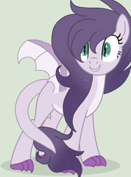 Size: 1128x1524 | Tagged: safe, artist:circuspaparazzi5678, base used, oc, oc:amethyst, parent:rarity, parent:spike, species:dracony, species:dragon, species:pony, claws, dragon wings, hybrid, sharp teeth, solo, teeth, wings