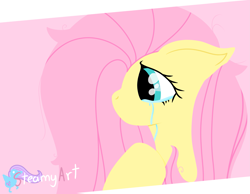 Size: 2479x1920 | Tagged: safe, artist:phenioxflame, character:fluttershy, species:pegasus, species:pony, crying, digital art, female, minimalist, modern art, solo, watermark