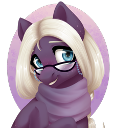 Size: 1287x1446 | Tagged: safe, artist:nika-rain, oc, species:earth pony, species:pony, bust, commission, cute, female, portrait, simple background, smiling, solo