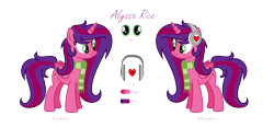 Size: 2777x1292 | Tagged: safe, artist:darbypop1, oc, oc:alyssa rice, species:alicorn, species:pony, clothing, female, headphones, mare, scarf, simple background, solo, transparent background