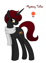 Size: 1173x1600 | Tagged: safe, artist:darbypop1, oc, oc:mystery teller, species:pony, species:unicorn, clothing, male, scarf, simple background, solo, stallion, transparent background