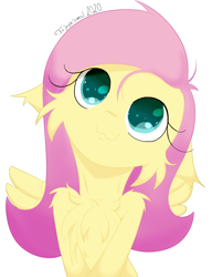Size: 1000x1300 | Tagged: safe, artist:fajnyziomal, character:fluttershy, species:pegasus, species:pony, cheek fluff, chest fluff, cute, floppy ears, shyabetes, simple background, white background