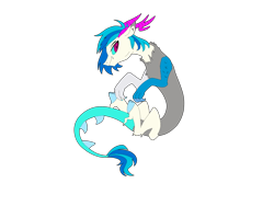 Size: 1600x1200 | Tagged: safe, artist:icey-wicey-1517, artist:yaaaco, edit, character:dj pon-3, character:vinyl scratch, species:draconequus, alternate hairstyle, color edit, colored, colored sclera, draconequified, fangs, female, simple background, solo, species swap, transparent background