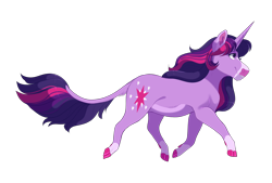 Size: 3700x2500 | Tagged: safe, artist:uunicornicc, character:twilight sparkle, species:classical unicorn, species:pony, species:unicorn, g4, cloven hooves, cute, female, leonine tail, mare, simple background, smiling, solo, strutting, transparent background, unshorn fetlocks, walking
