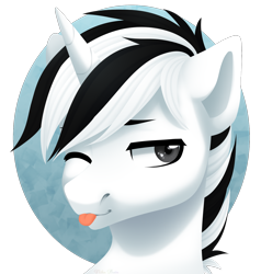 Size: 1326x1395 | Tagged: safe, artist:nika-rain, oc, oc only, species:pony, species:unicorn, g4, bust, male, portrait, simple background, solo, tongue out, transparent background