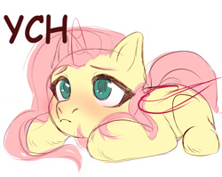 Size: 1500x1192 | Tagged: safe, artist:nika-rain, character:fluttershy, species:pony, g4, chibi, commission, cute, female, solo, ych example, ych sketch, your character here