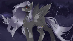 Size: 3555x2000 | Tagged: safe, artist:clefficia, oc, oc:rainy day, species:pegasus, species:pony, g4, female, lightning, mare, solo