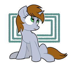 Size: 1000x900 | Tagged: safe, artist:yaaaco, oc, oc only, oc:littlepip, species:pony, species:unicorn, fallout equestria, g4, fallout, female, mare, open mouth, simple background, sitting, solo, white background