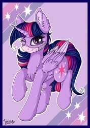 Size: 1600x2263 | Tagged: safe, artist:julunis14, character:twilight sparkle, character:twilight sparkle (alicorn), species:alicorn, species:pony, g4, coronavirus, covid-19, cute, face mask, female, mask, one eye closed, solo, two toned wings, wings, wink
