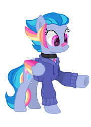 Size: 1800x2500 | Tagged: safe, artist:ponkus, base used, oc, oc only, oc:taffy bear, species:pegasus, species:pony, g4, bandage, bandaid, clothing, collar, colored wings, female, mare, simple background, solo, sweater, transparent background, two toned wings, wings