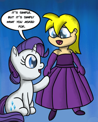 Size: 2400x3000 | Tagged: safe, artist:saburodaimando, character:rarity, oc, oc:wanda young, g4, child, clothing, dress, female, filly, filly rarity, simple, simple background, younger