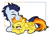 Size: 1600x1200 | Tagged: safe, artist:yaaaco, character:soarin', character:spitfire, species:pegasus, species:pony, ship:soarinfire, g4, black outlines, colored outlines, cuddling, cute, cutefire, eyebrows, eyes closed, female, lying down, male, mare, nuzzling, one eye closed, prone, shipping, soarinbetes, stallion, straight