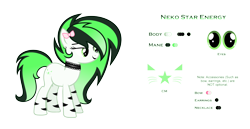 Size: 5000x2577 | Tagged: safe, artist:darbypop1, oc, oc:neko star, species:earth pony, species:pony, g4, choker, female, mare, reference sheet, simple background, solo, transparent background