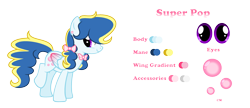 Size: 3500x1512 | Tagged: safe, artist:darbypop1, oc, oc:super pop, species:pegasus, species:pony, g4, female, mare, reference sheet, simple background, solo, transparent background