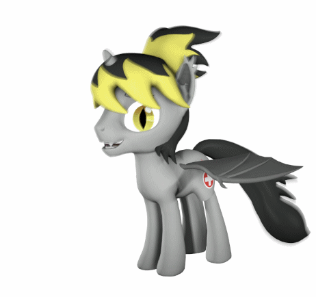 Size: 462x434 | Tagged: safe, artist:batponyecho, oc, oc only, oc:sparc, species:pony, species:unicorn, g4, 3d, animated, bat wings, cutie mark, fangs, gif, horn, simple background, solo, source filmmaker, tail, vampire, vampony, white background, wings