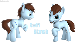 Size: 1280x720 | Tagged: safe, artist:batponyecho, oc, oc only, oc:swift sketch, species:earth pony, species:pony, g4, 3d, butt, cutie mark, male, open mouth, plot, simple background, solo, source filmmaker, stallion, tail, white background