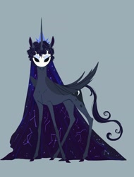 Size: 2000x2625 | Tagged: safe, artist:notfractal, character:princess luna, species:alicorn, species:pony, g4, alternate design, clothing, constellation, crown, solo