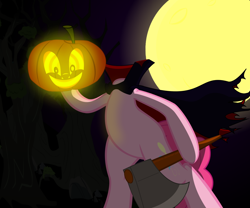 Size: 1200x1000 | Tagged: safe, artist:ponyecho, character:pinkie pie, species:pony, axe, bipedal, female, halloween, headless, headless horse, holiday, jack-o-lantern, nightmare night, pumpkin, show accurate, solo, textless