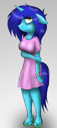 Size: 450x998 | Tagged: safe, artist:tunderi, oc, oc only, species:anthro, anthro oc, hospital gown, solo